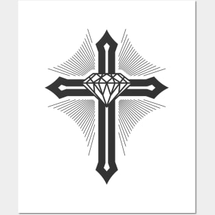 The cross of Christ and the diamond heart Posters and Art